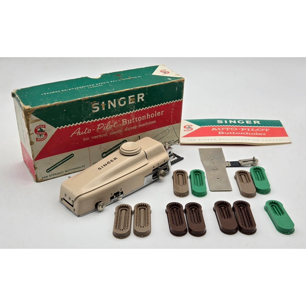Singer Auto-Pilot Buttonholer Vintage Sewing Machine Attachment Templates